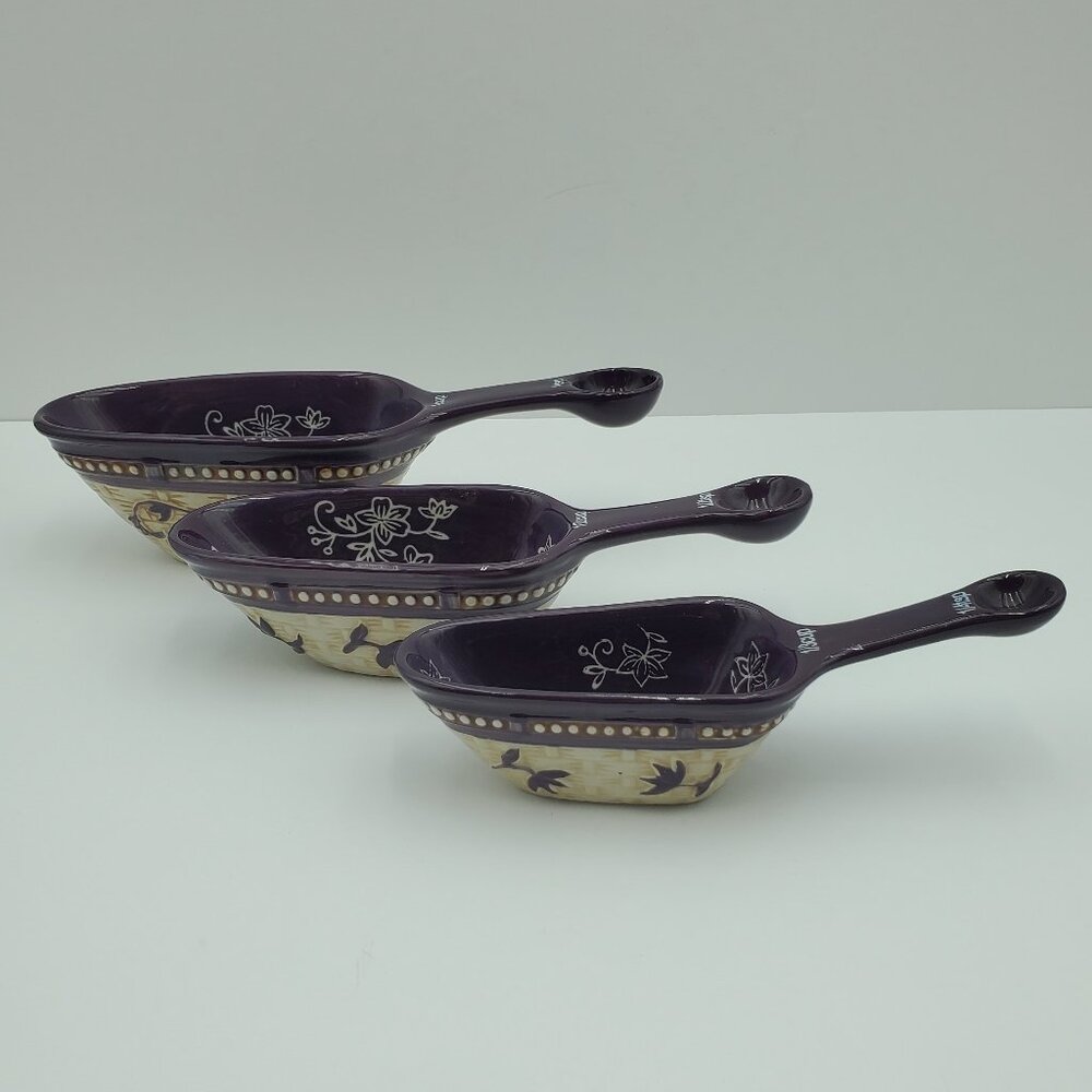 Temp-Tations Floral Lace Eggplant Measuring Cups Spoons Purple Lilac Scoops
